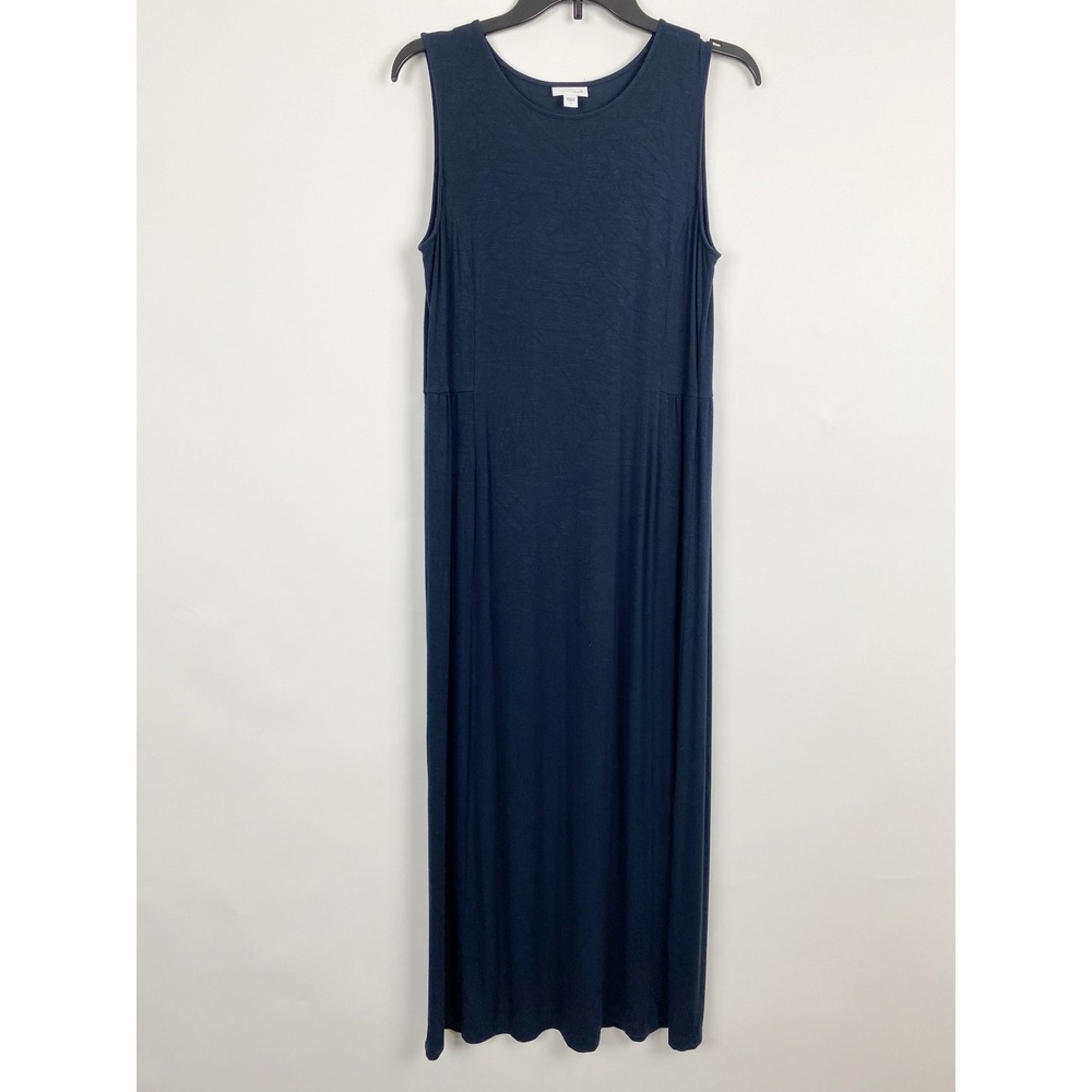 J. Jill Sleeveless Knit Jersey Stretch Maxi Dress Womens‎ Small Navy Blue